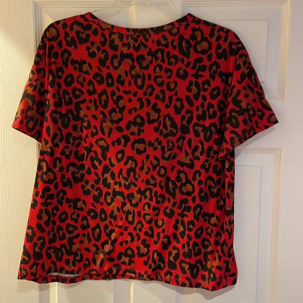 Zara leopard print top in red orange and black in size small - Picture 3 of 3